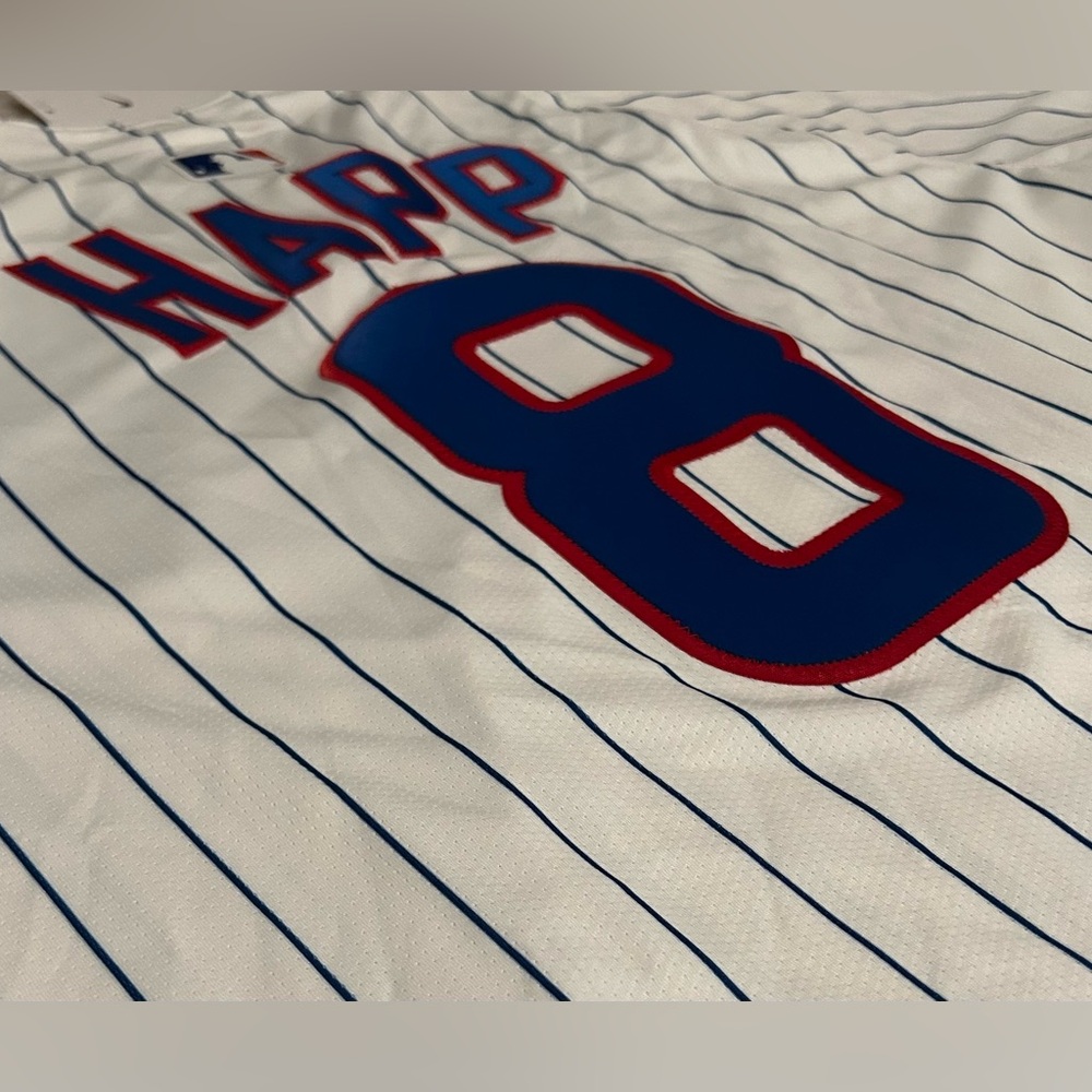 Nike Authentic Pinstripe Chicago Cubs Ian Happ #8 MLB Jersey Men’s Sz: Large - Picture 7 of 7